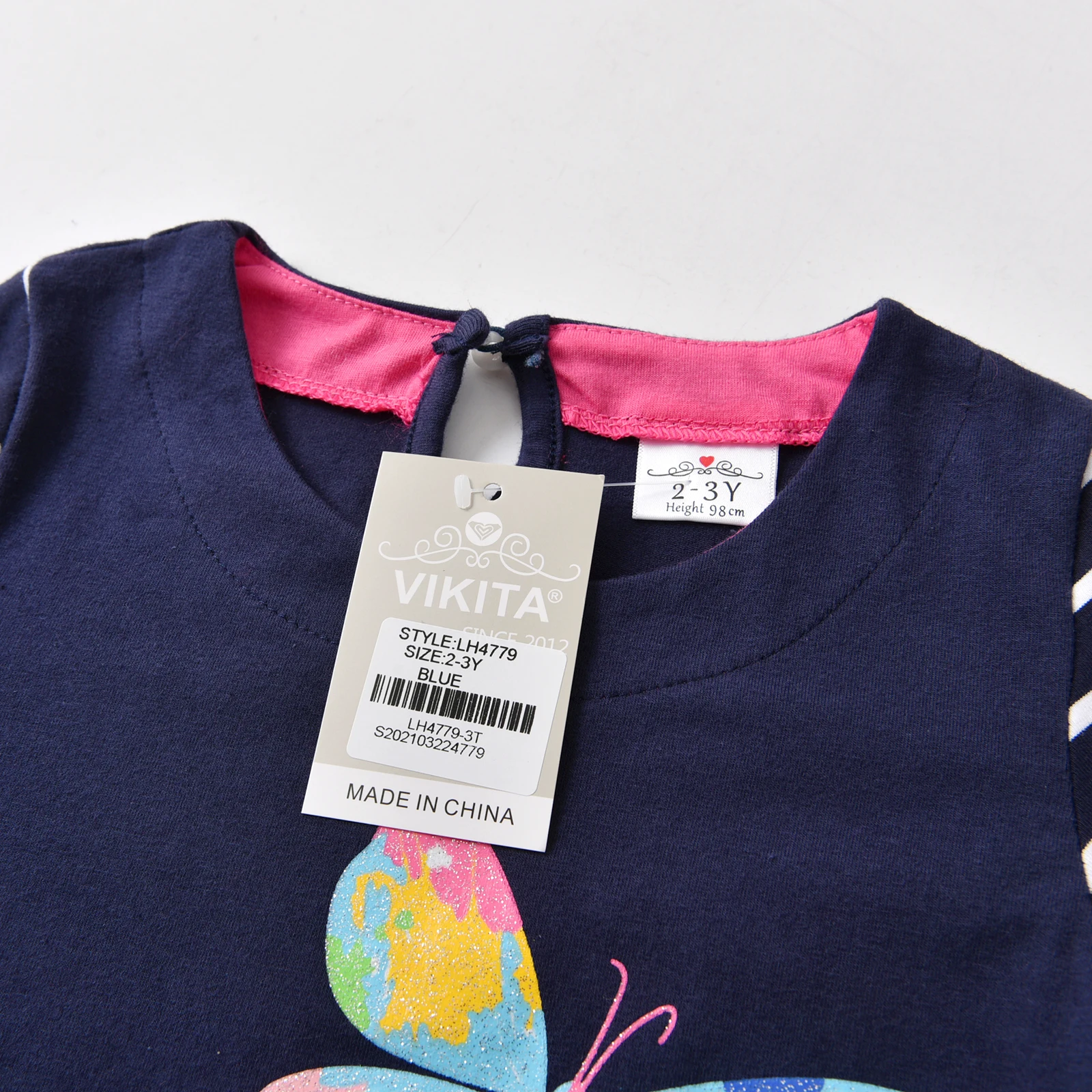 VIKITA Girls Dress Autumn Spring Baby Girl Striped Cartoon Print Clothes Kids Dresses for Girls Vestidos Princess Cotton Dress