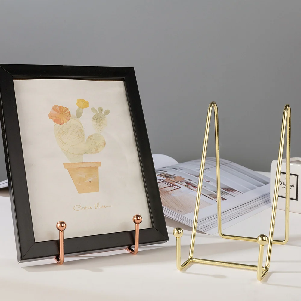 

Rose Gold Book Plate Display Iron Bracket Award Plate Souvenir Plate Photo Display Rack(Rose Golden)