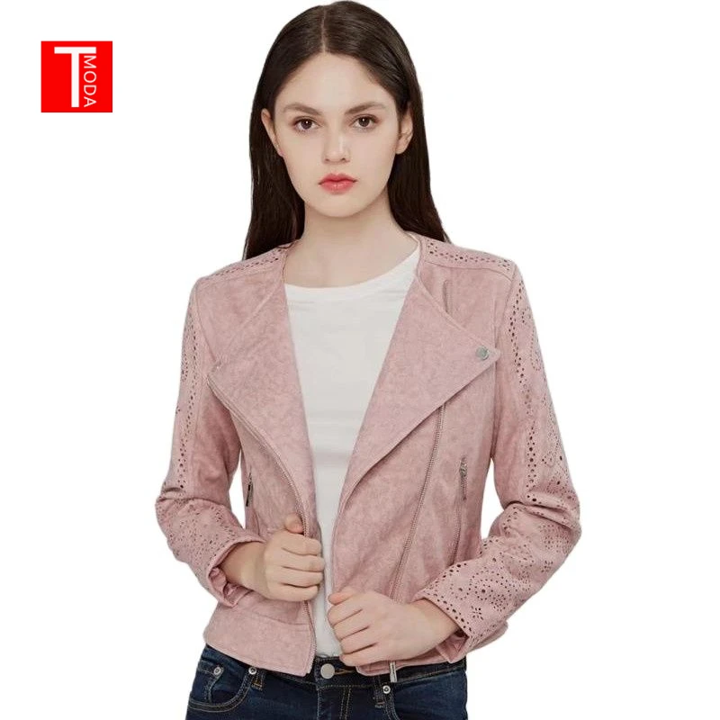 Куртка женская замшевая из искусственной кожи TMODA277 модное ажурное мотоциклетное