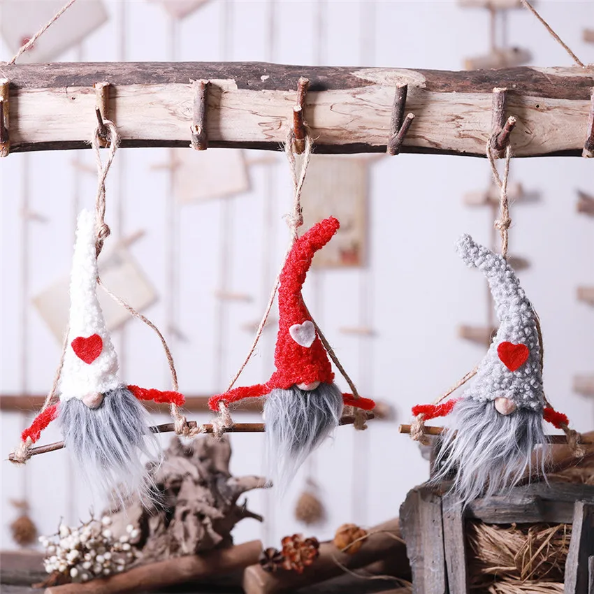 Рождественская безликая кукольная подвеска в виде сердца качели лес старый