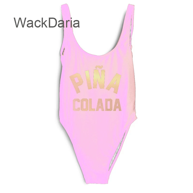 Pina colada Lettering 14 цветов Цельный сексуальный купальник Одежда для купания плавательный костюм комбинезон сексуальный купальник с буквенным принтом комбинезоны