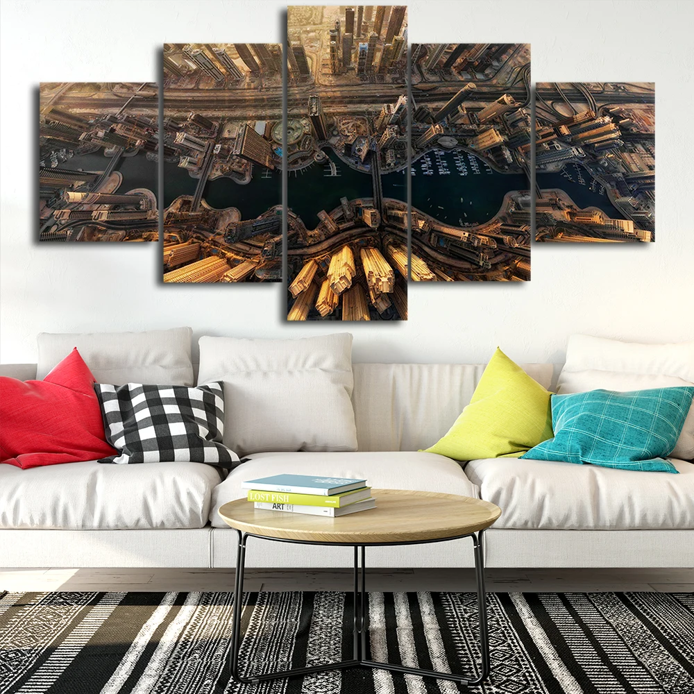 Холст постеры для украшения дома стены искусства 5 штук Дубай шоссе пейзаж