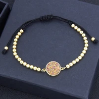 aibef 7 colors choice natural ore black rope adjustable handmade copper bead rhinestone bracelets for women wedding jewelry