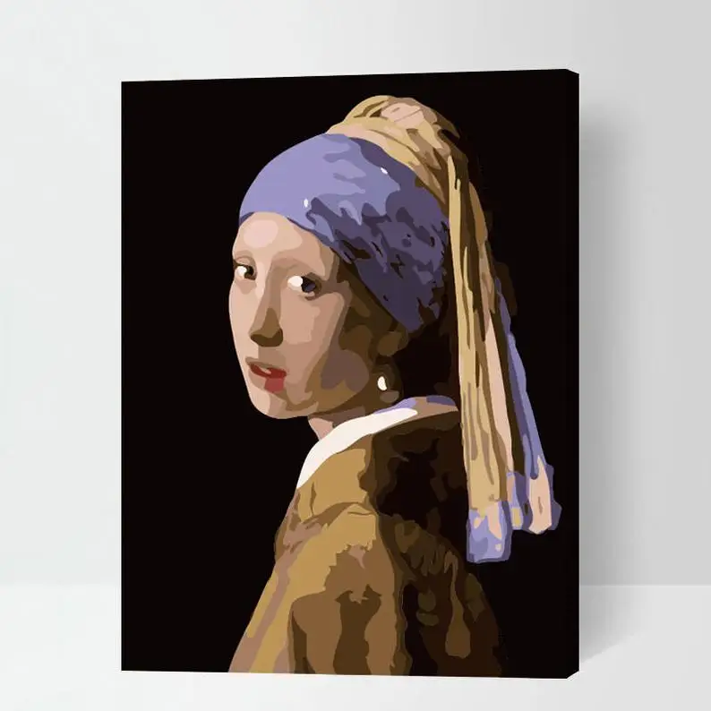

Meisje Met De Parel Paint By Number Kit Oil Painting Girl With A Pearl Earring On Canvas Girl With A Pearl Earring Painting