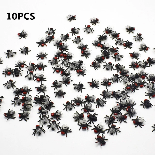 10pcs Flies 10 шт. Забавные игрушки поддельные Тараканы Мухи сороконожка Хэллоуин украшения шутка шалость производитель забавная Новинка имитация ложный таракан игрушка - Цвет: 10pcs Flies