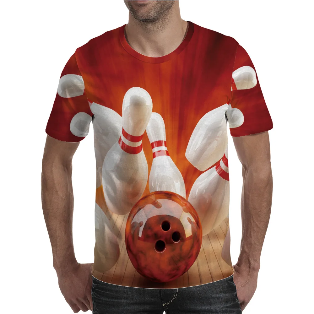 

2021 Fashion Round Neck Printed Men's Short Sleeve T-shirt Bowling Casual 3D Printed T-shirt Summer Hip Hop Cool T-shirt
