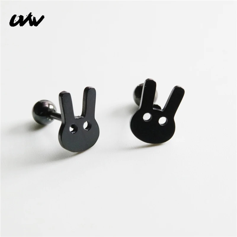 

UVW275 2pc Tiny Lovely Surgical Steel Bunny Animal Cartilage Stud Earrings Lobe Tragus Helix Piercing Jewelrys for Women