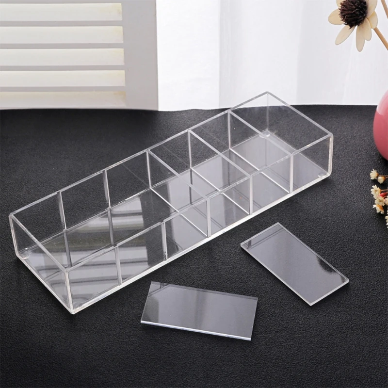 

Acrylic Compact Cosmetic Organizer for Eye Shadow Blush Highlighters Powders Make Up Holder Clear 6 Slots