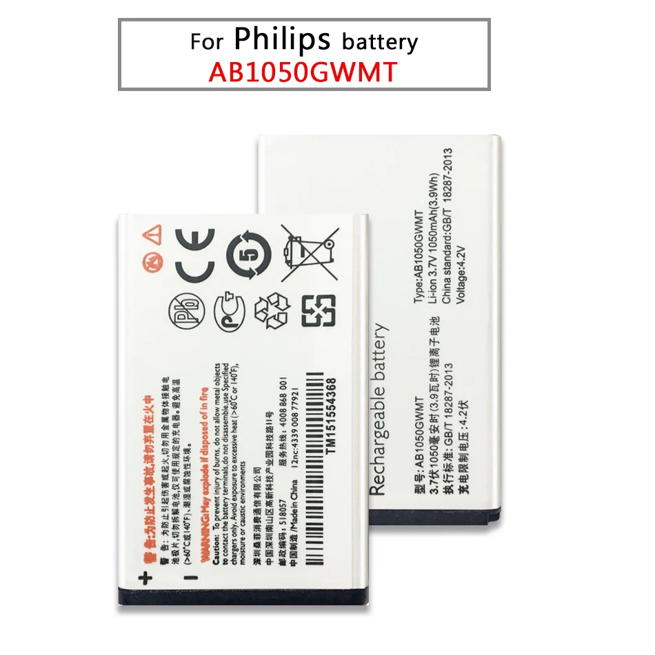 1550 мАч AB1050GWMT AB1050FWMX для PHILIPS Xenium E103 X126 E106 X125 E255 X128 X116 Высококачественная батарея