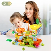 86pcs duplo track for race run ball funnel slide large building blocks for diy bricks educational toys for children baseplate