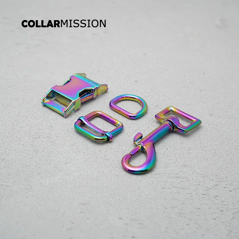 

(metal buckle+adjust buckle+D ring+metal dog clasp/set) DIY dog collar 20mm webbing sewing accessory plated buckle 8 colors