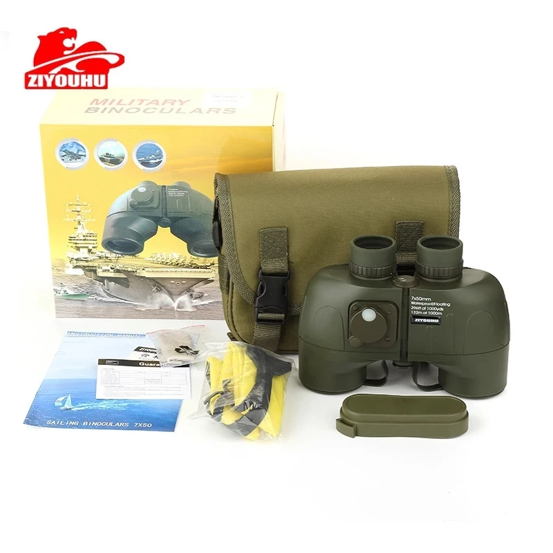 

ZIYOUHU 7X50 Binoculars Telescope Waterproof Nitrogen Powerful Military High-definition Rangefinder Adult Big Azimuth Compass