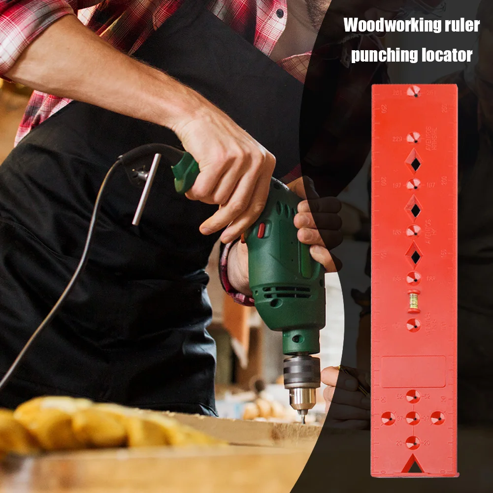 

Woodworking Bubble Level Ruler Wooden Pillars Hole Drilling Guide Locator with Bubble Handle Level Woodworking Measuring Tool