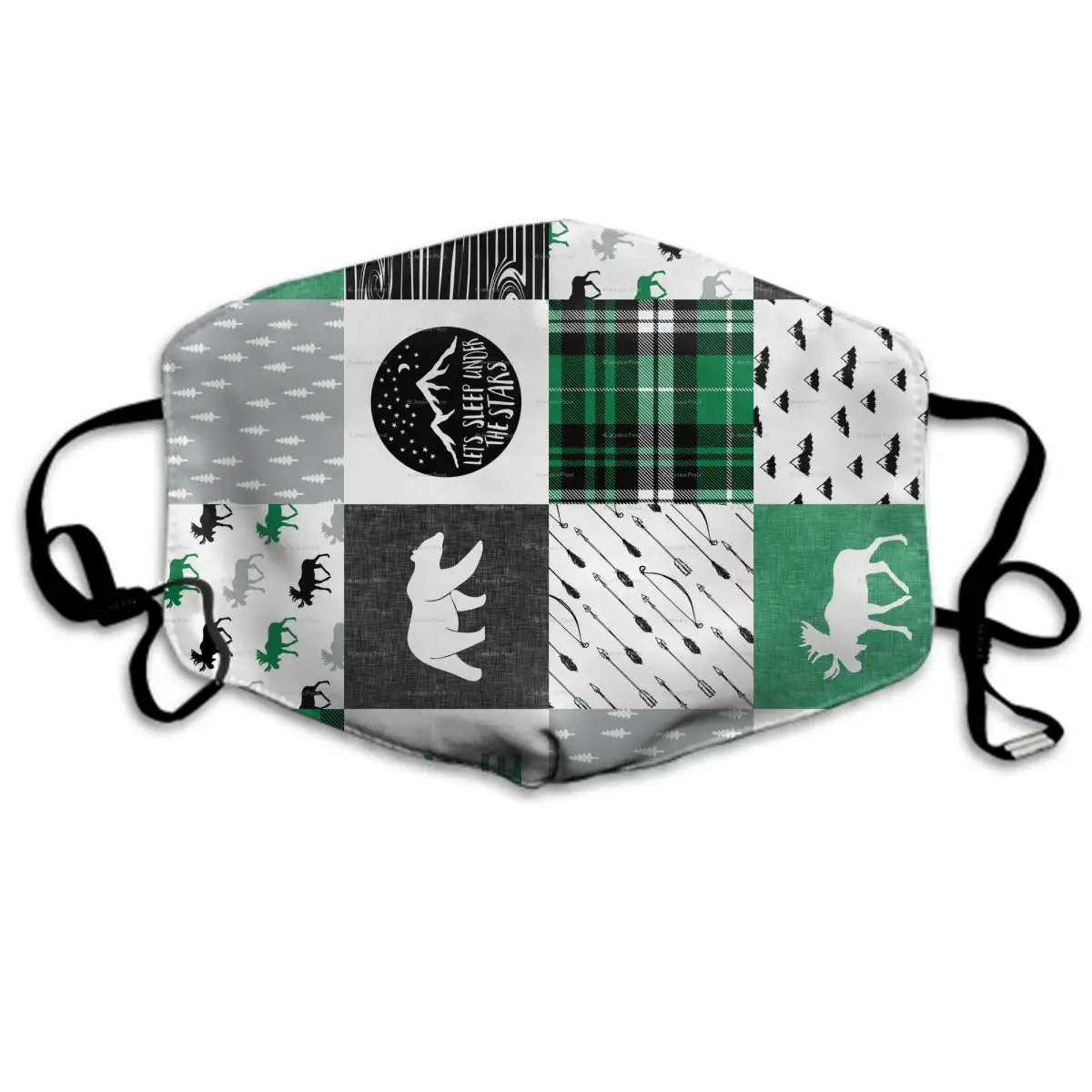 

Comfortable Two Layer Dust Mask, Soft Black White Kelly Green Happy Camper Face Mask Cover Mouth for Adults and Teens