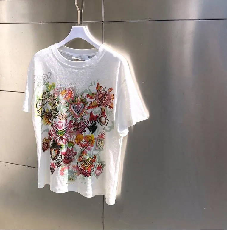 

Ladies Floral Print T-shirt High Quality 2021 Summer Fashion Tee