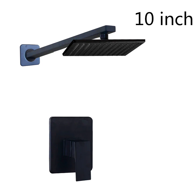 Thick 10 Inch OUBONI 8 10 12 16 дюймов черная живопись Ванная комната квадратная душевая головка настенный Твердый латунный Смеситель для ручного душа - Цвет: Thick 10 Inch
