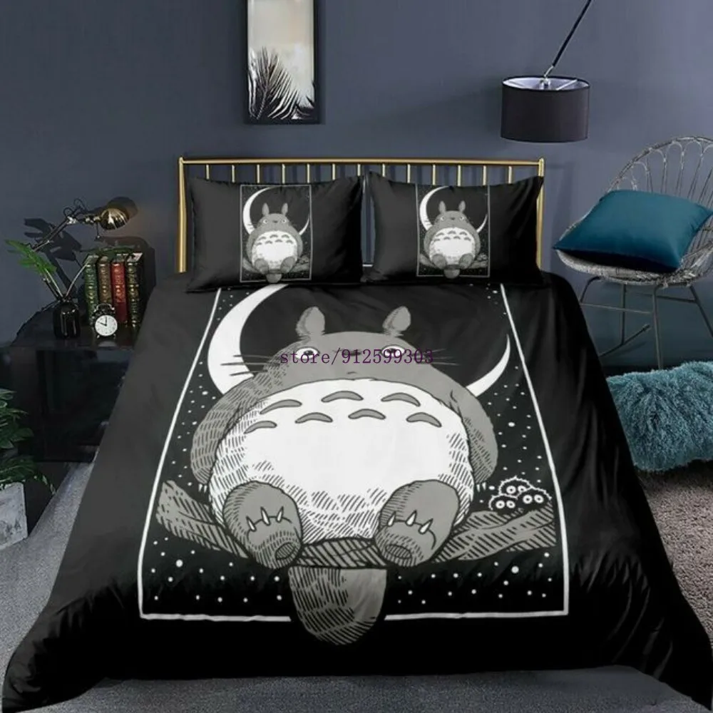 

Комплекты постельного белья Totoro, размер США/Европы/Великобритании, пододеяльник с мультяшным рисунком, пододеяльник, чехол для подушки, ком...