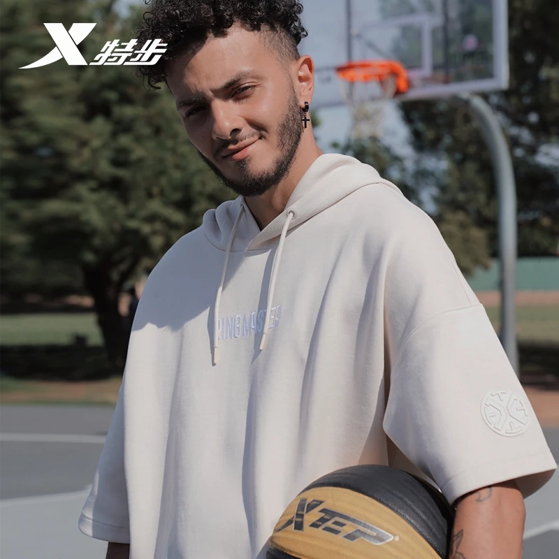 

Xtep Men's T Shirt 2020 Summer Cotton Hooded Short-Sleeved Tees Male Sports T-Shirt Loose Basketball T Shirt 881329059340