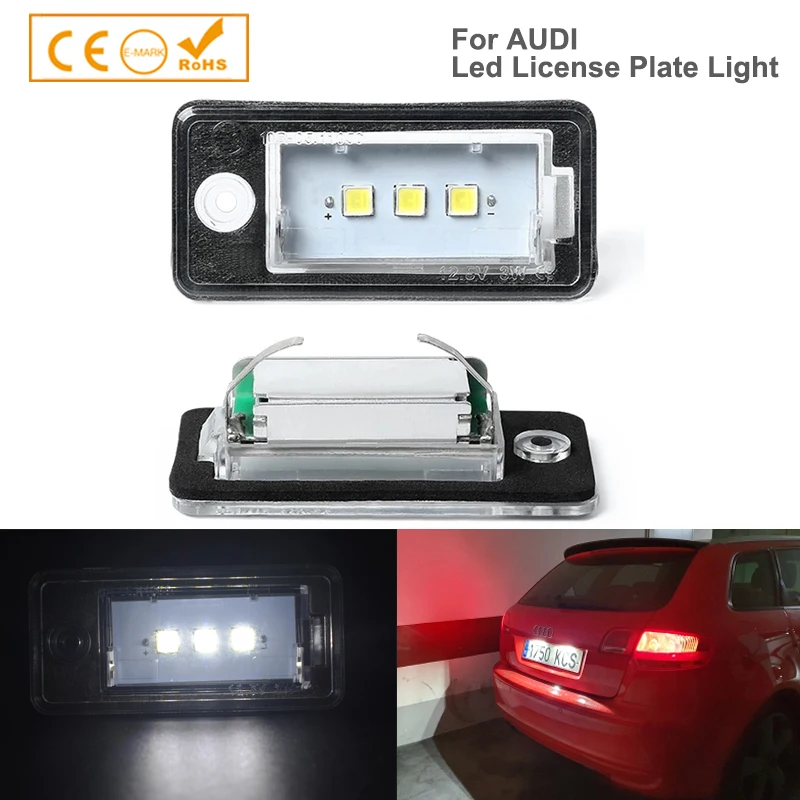 2 шт. для освесветильник номерного знака Audi 12 В Белый 3SMD 5050 Светодиодная лампа audi A3