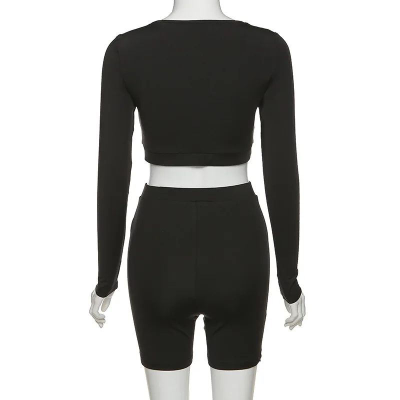 Женский комплект из двух предметов Fintess укороченный Топ с длинным рукавом и