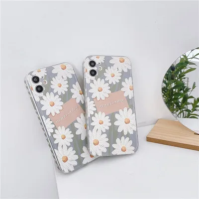 

New Fresh Daisy Flowers Phone Case For Ladies Suitable For Silicone Women Of Apple Mobile Phone Case TPU Materials 2021 Style