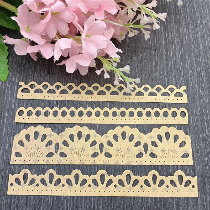 

2021 New 4Pcs/Lot Lace Metal Cutting Dies Stencil Die Cut Scrapbooking Craft Stamps