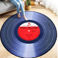 eovna round carpet rugs 3d vinyl record printed carpets floor mat for bedroom living room anti slip home decoration carpet