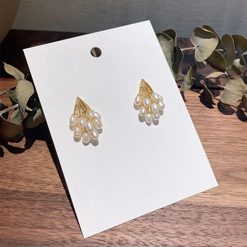 Женские серьги-подвески с жемчугом милые металлические цветами ювелирные