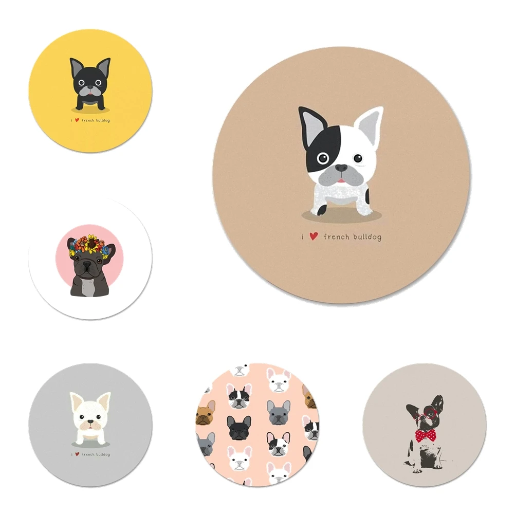 

58mm Frenchies Pretty puppy Pug Bulldog Icons Pins Badge Decoration Brooches Metal Badges For Clothes Backpack Decoration