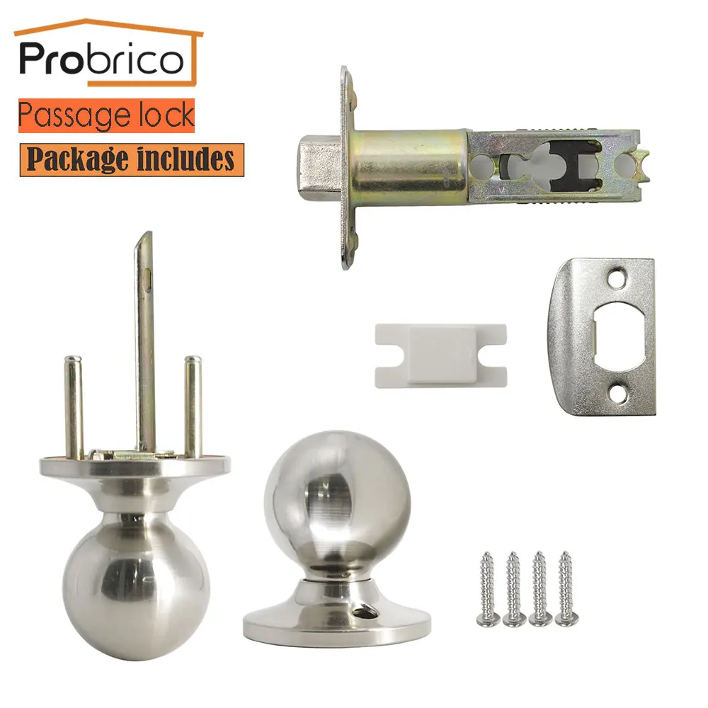 Probrico Round ball Door handles for Interior Doors front back gate knobs latch/ lock cylinder bedroom door locks handle set |