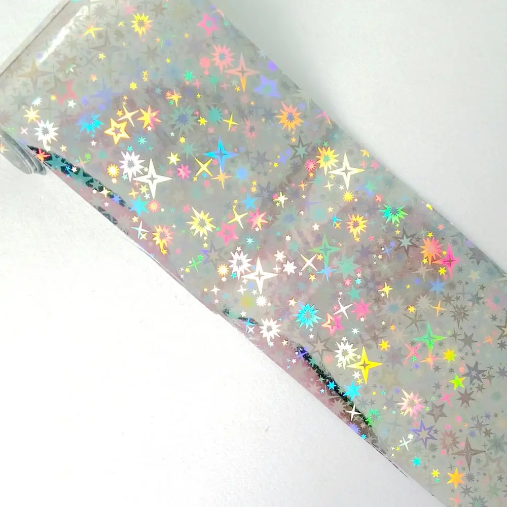 

100CM Holographic Silver Gold Transfer Foil Laser Hollow Star Nail Sticker For Design DIY Nail Art Decals Manicure Tools