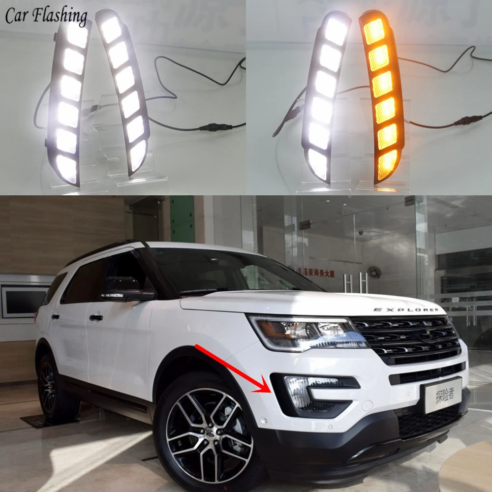 Автомобильный мигающий светодиодный DRL 12 в дневный ходовой светильник 2 шт. для Ford