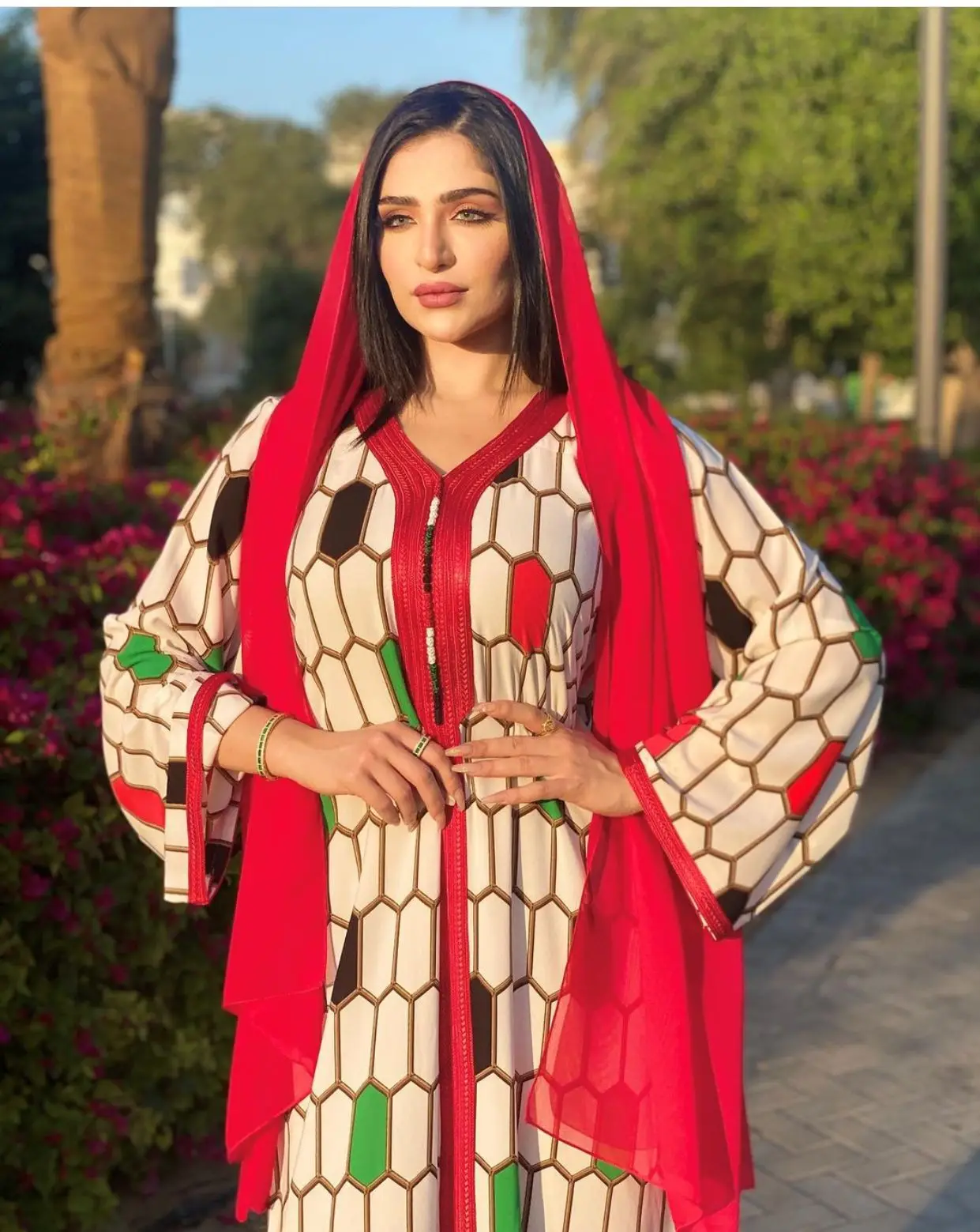 

2021 Summer New Ladies Middle East Abayakaftan Dress Printed Robe Dubai Lent Muslim Muslim Women's Clothing