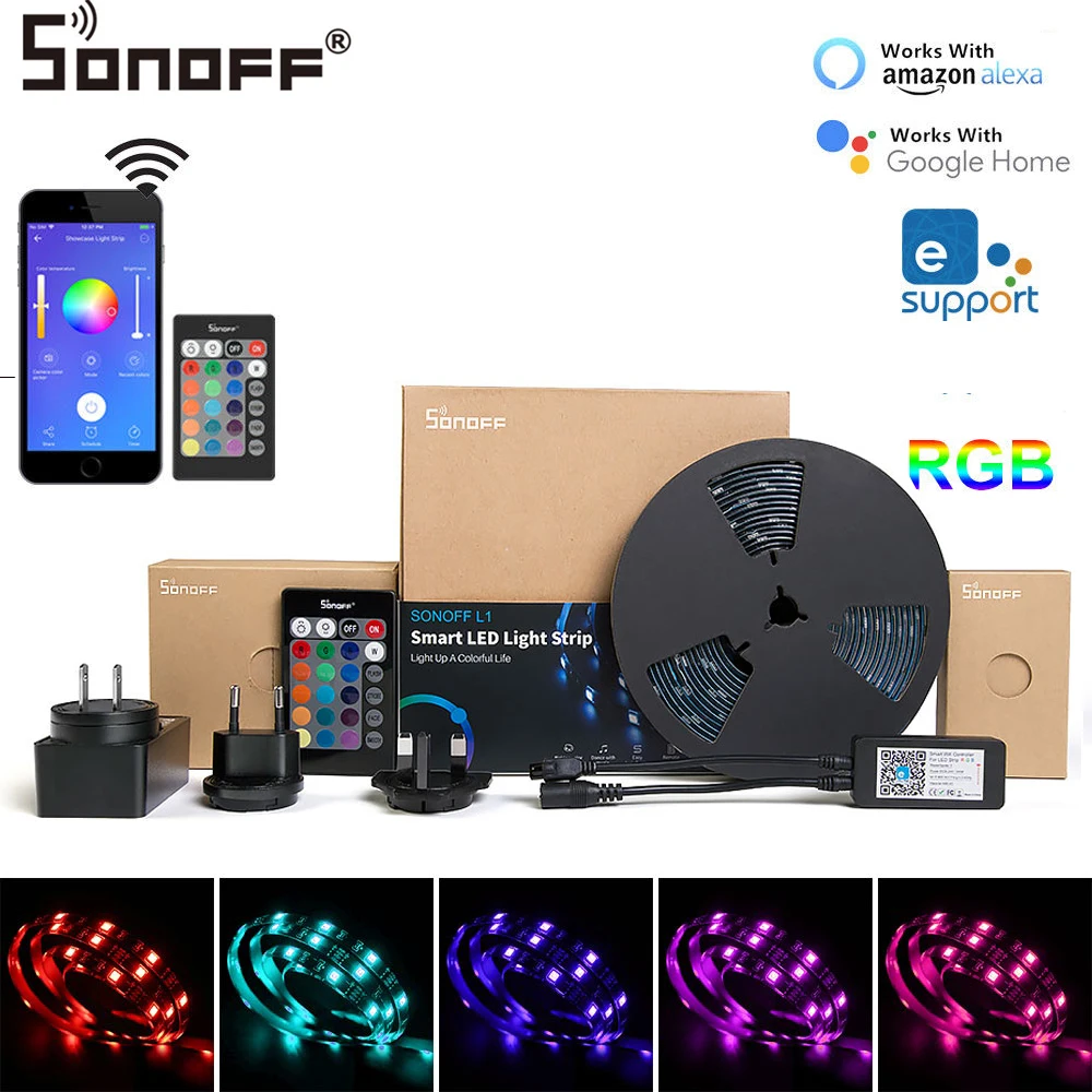 Умный светодиодный светильник SONOFF L1 Wi-Fi гибкая Водонепроницаемая лента 5050 2 м 5 12 В