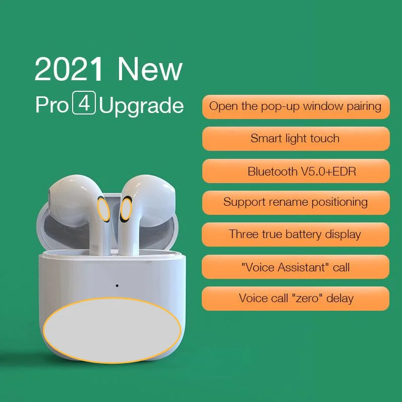 

NEW Bluetooth Earphone Pro4 Wireless Earbuds Wireless Charging Auto Winodw Pairing Active Noise Cancelling Smart Noise Reduction