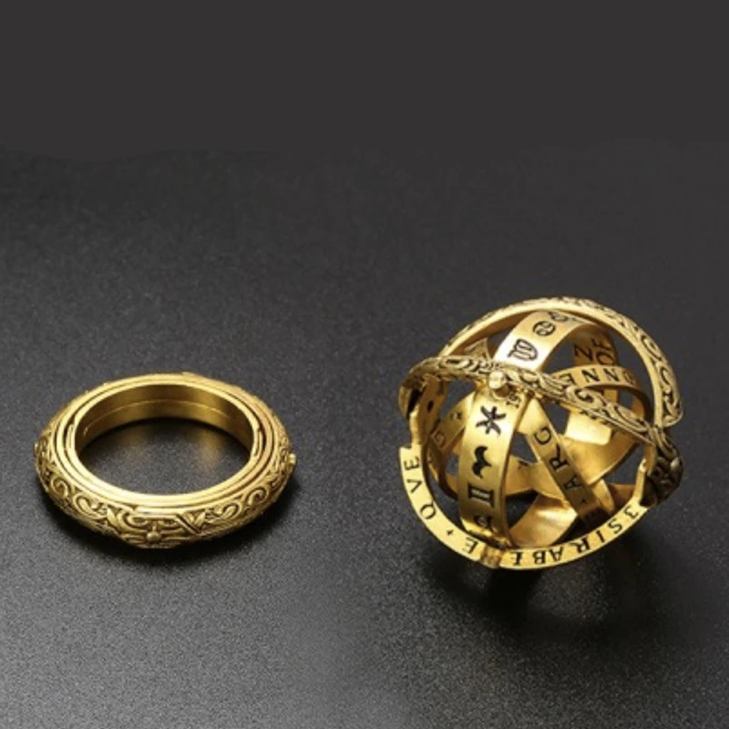 Винтажное астрономическое кольцо вращающееся на палец с технологией открытия и