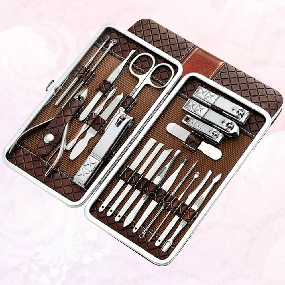 

21Pcs Professional Nail Art Tools Stainless Steel Nail Clipper Cutter Trimmer Nail File Set (Black)
