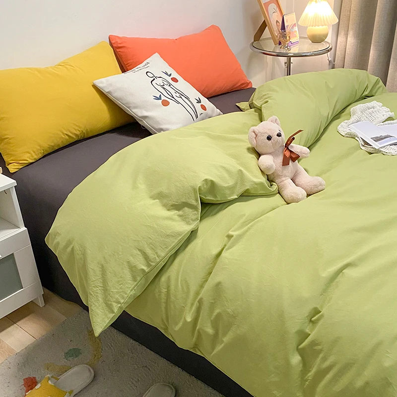 

Simple Style Bedding Set Home 100% Cotton Comforter Bedding Sets King Queen Full Single Size Bed Sheet Duvet Cover Pillowcase