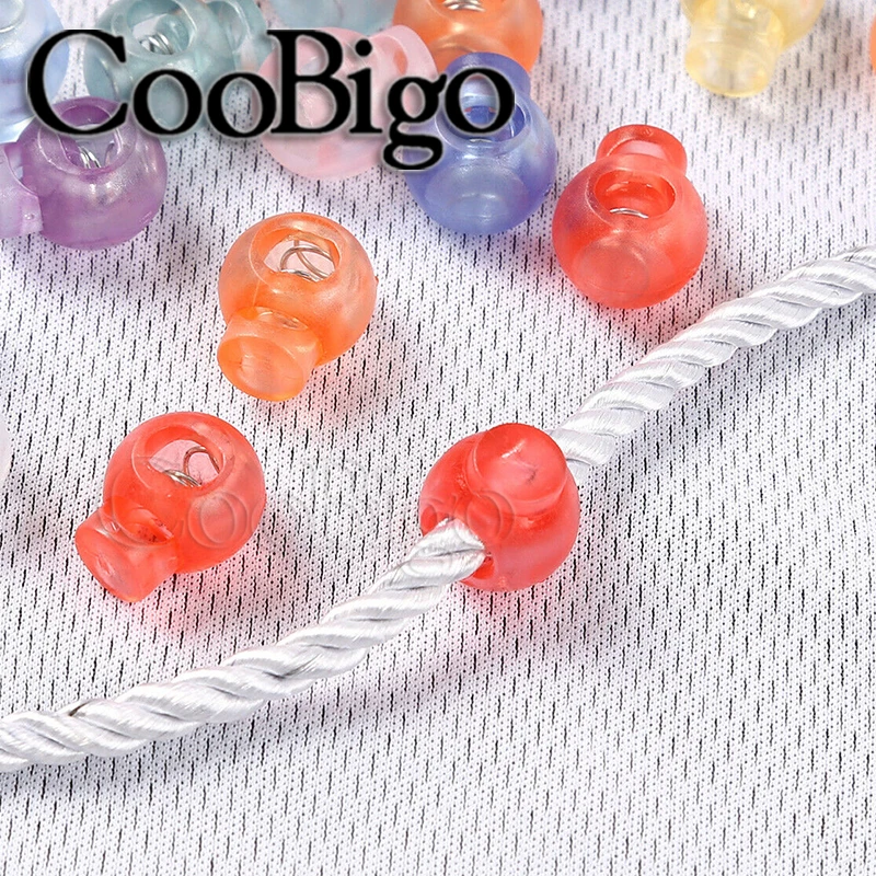 Стопоры для шнурка 12 шт. круглые шарики цветные прозрачные пластиковые