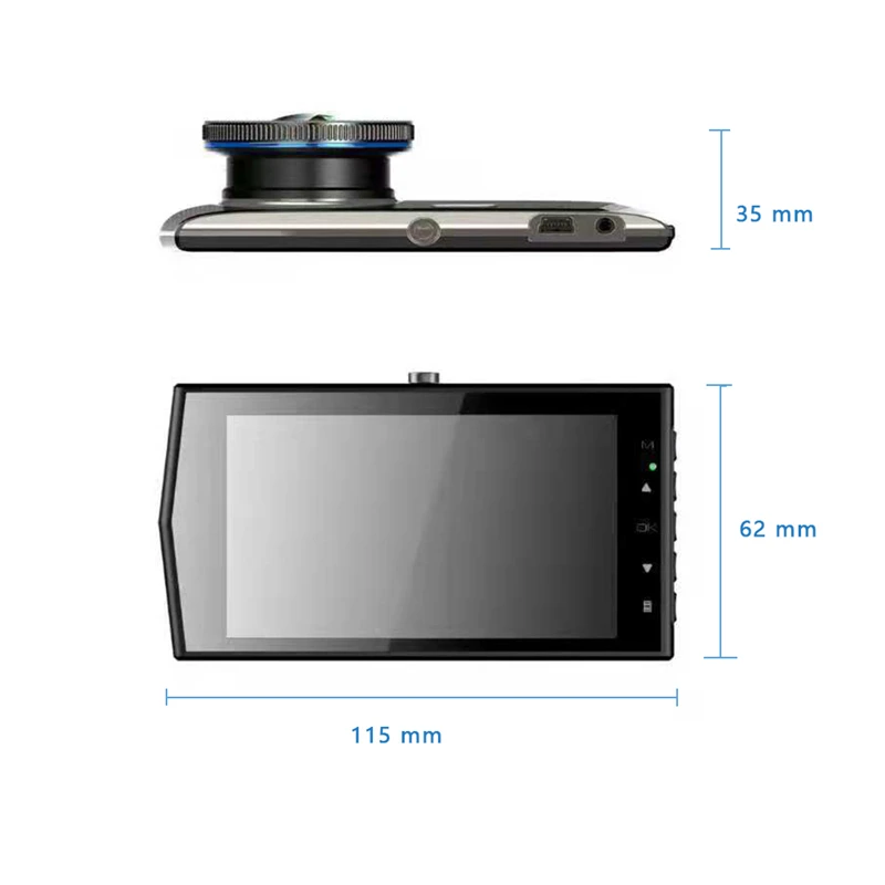Автомобильный видеорегистратор 4 дюймовый сенсорный экран с двумя объективами