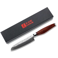 sunlong santoku knife 5 inch chefs knives japanese damascus steel vegetable knife redwood handle