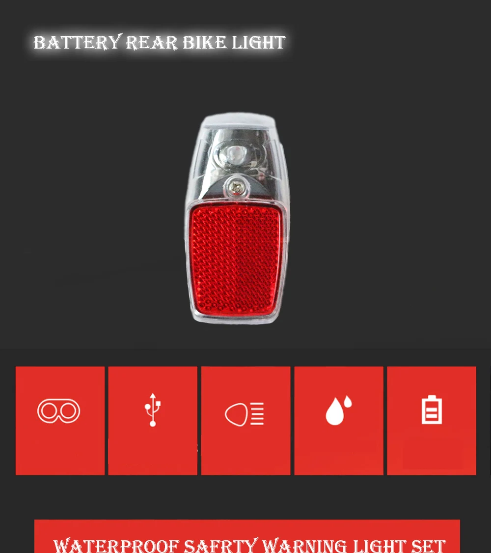 JS LED Battery Electric Bicycle Light Mount On The Mudguard Plastic Shining Js Safe Warning Taillight Bike Rear Accessories Part