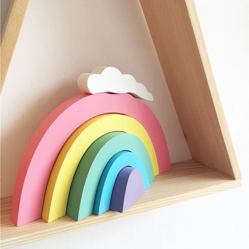 1 комплект ручной работы деревянные радужные детские игрушки блоки украшения