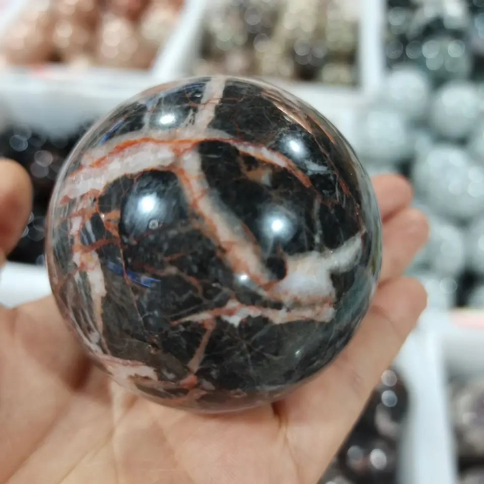 

Natural Black network crystal Spheres Network Crystal Meditation Healing Decoration