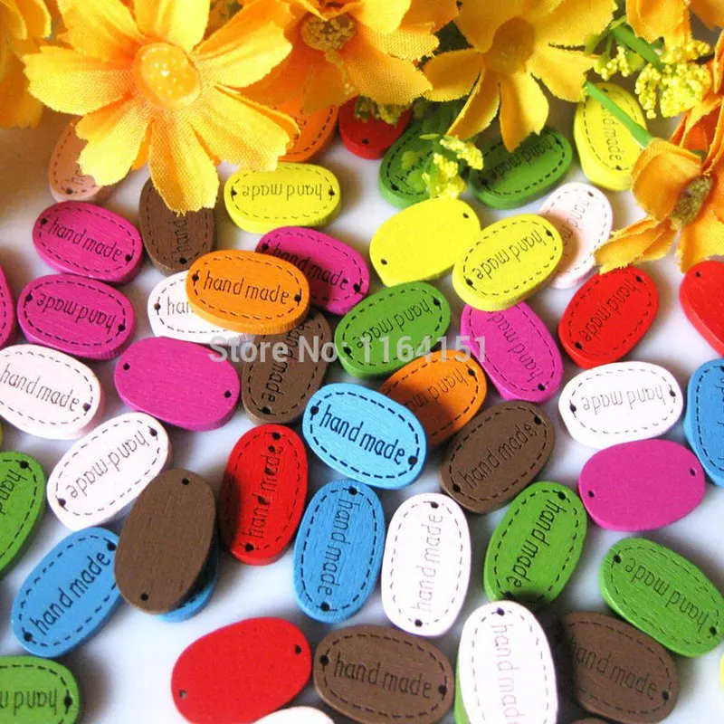 60 шт./упак. Mix 2 отверстия ручная работа свободное шитье под дерево овальная лампа