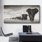 Африканская дикая природа Слон стадо Искусство Печать на холсте животные Настенная картина гостиная современный домашний декор плакат