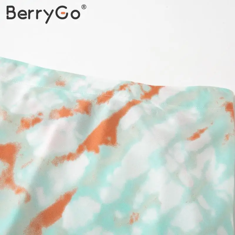 BerryGo Женская юбка миди с принтом, элегантная уличная одежда, вечерние юбки для девушек, осенняя эластичная Женская юбка с высокой талией