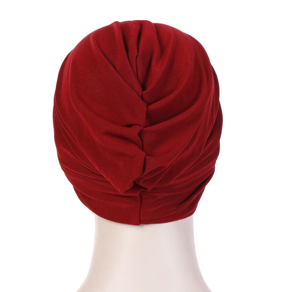 

Winter Warm Solid Color Soft Chemo Bandana Muslim Scarf Hijab Cap Women Hot Fashion Stretchy Hat Turban Cross Head Wrap