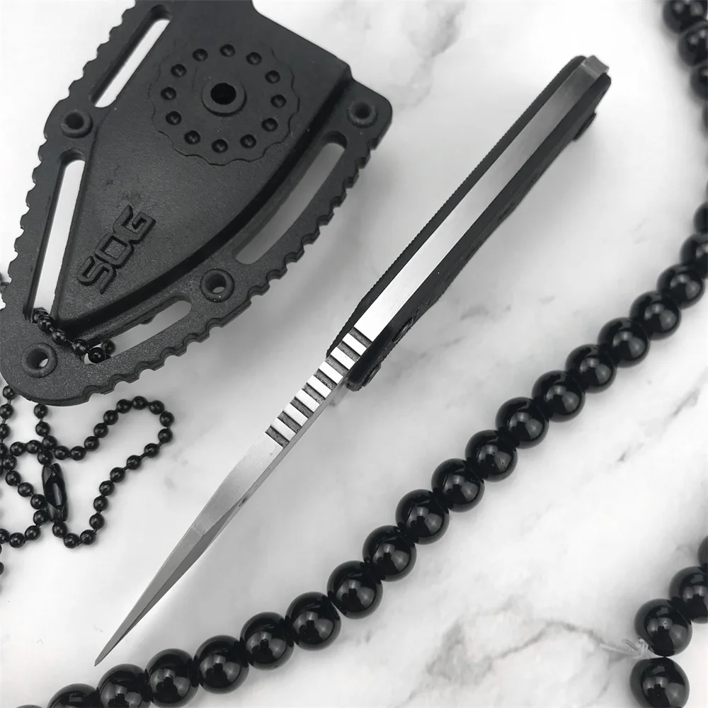 Полноценный, прочный нож SOG с изогнутым клинком, рукоятью из G10, легкий миниатюрный карманный инструмент EDC с многоцелевым кольцом для ношения на шее и пластиковым ножными из АБС.