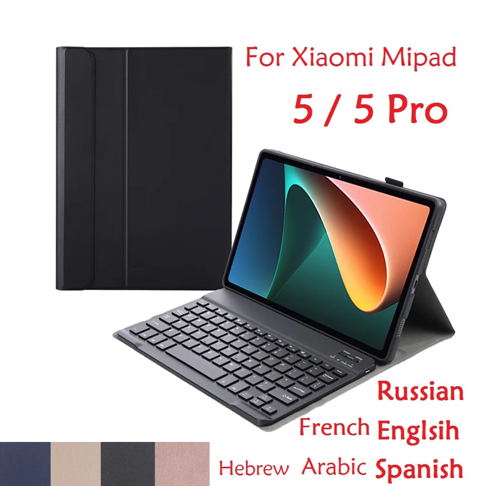 

11'' Wireless Keyboard Cover for Xiaomi MiPad 5 Pad 5 Pro 2021 Case with Keyboard Cover Russian Spanish Hebrew Arabic Key Cover